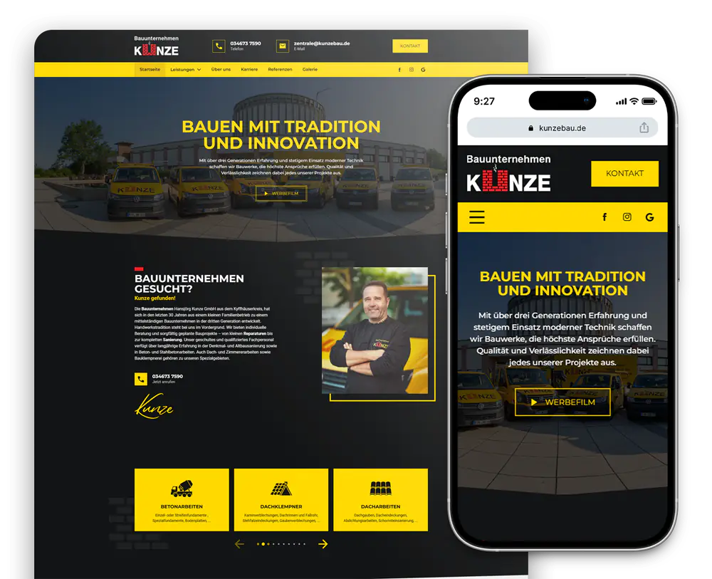 Webdesign-Referenz Bauunternehmen Kunze